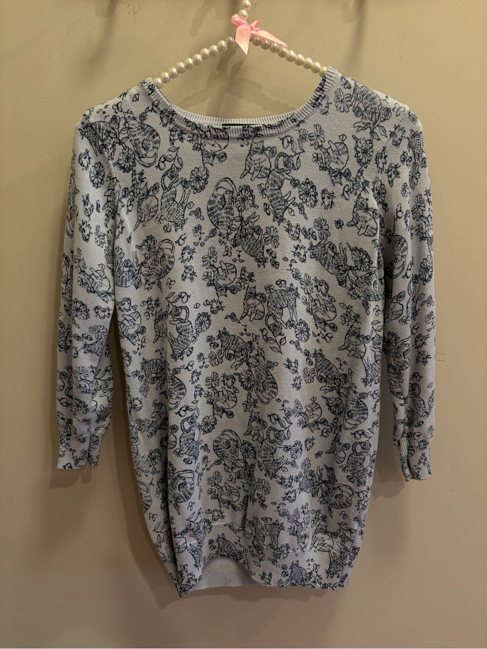 ModCloth size S blue sweater with cat print